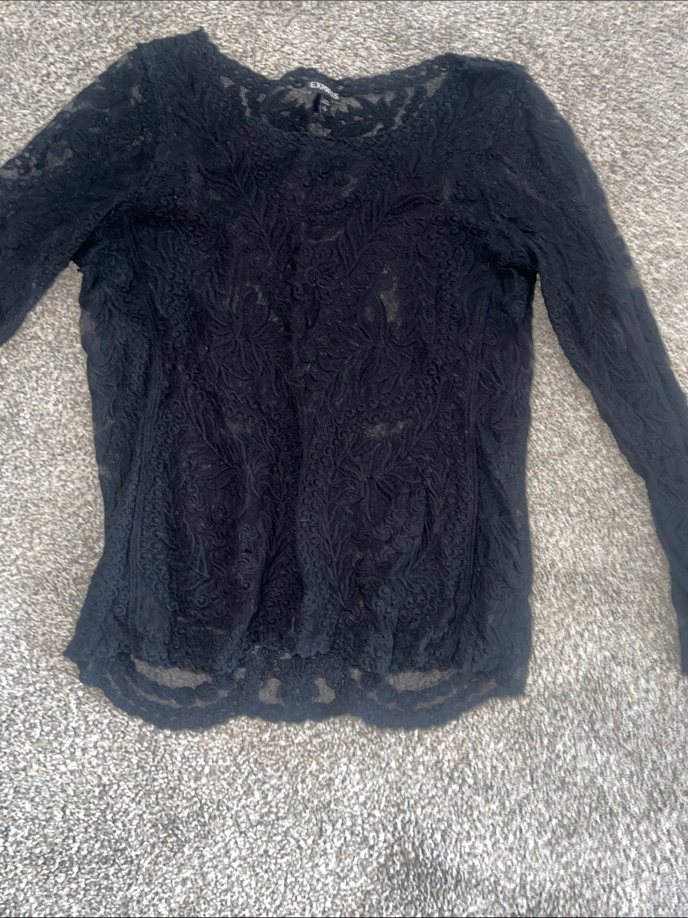 Express Black Lace Long Sleeve Blouse